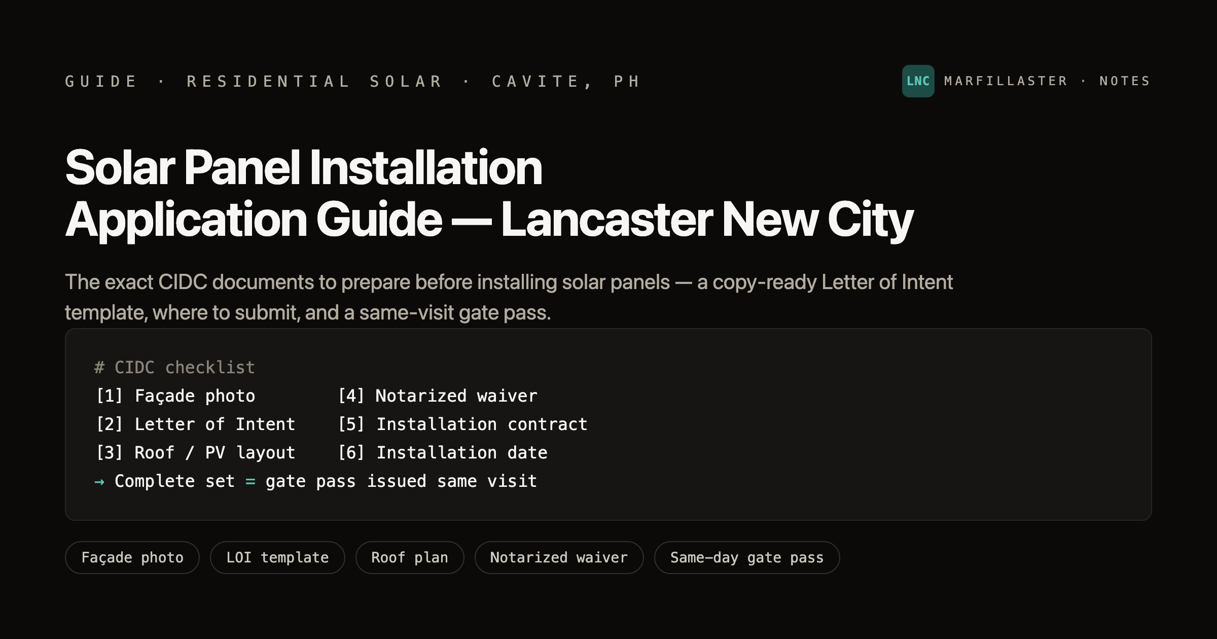 Solar Panel Installation Application Guide for Lancaster New City